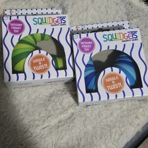 2 NEW SQUIDGETS Squirmy Worm Sensory Fidget Toys (Green & Blue)